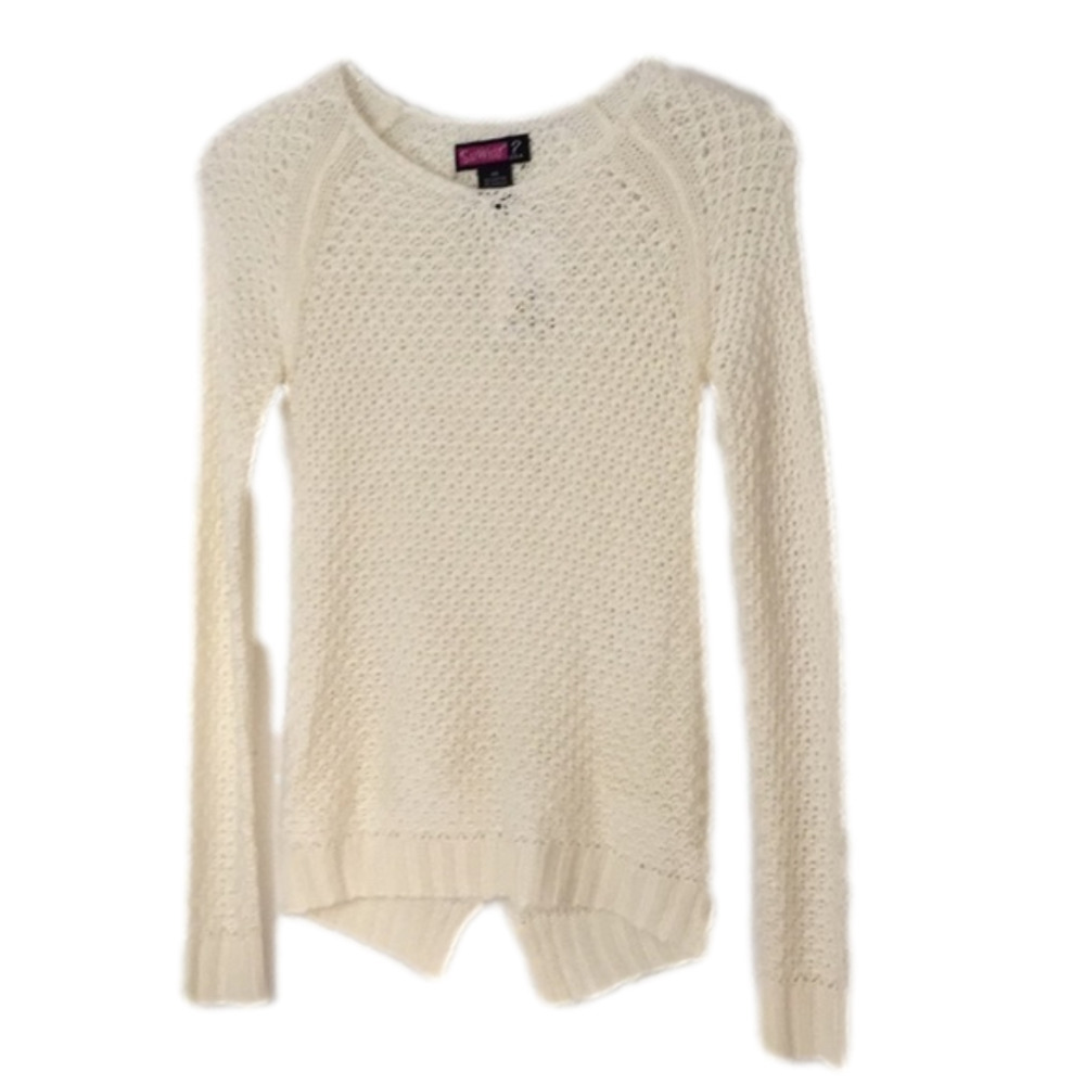 Nwt raglan high low ivory tunic sweater Sz XSm